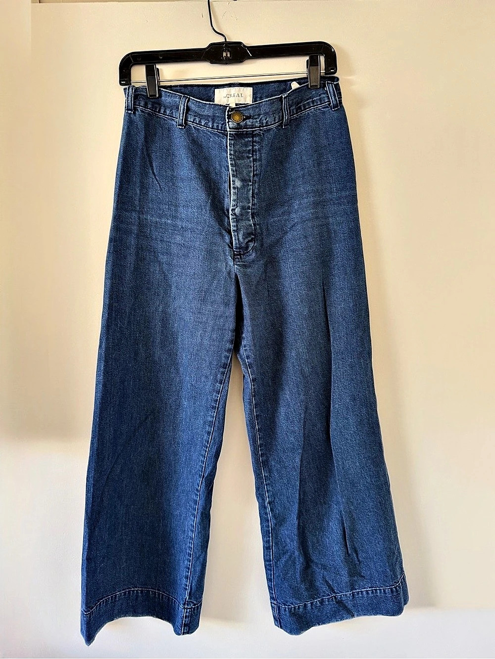 The Great. The Seafair Jean. Wide Leg Jeans Blue Waist 27
